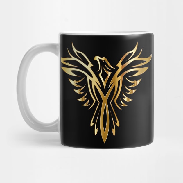 Legendary Phoenix Bird Golden Fantasy Tattoo by expressimpress